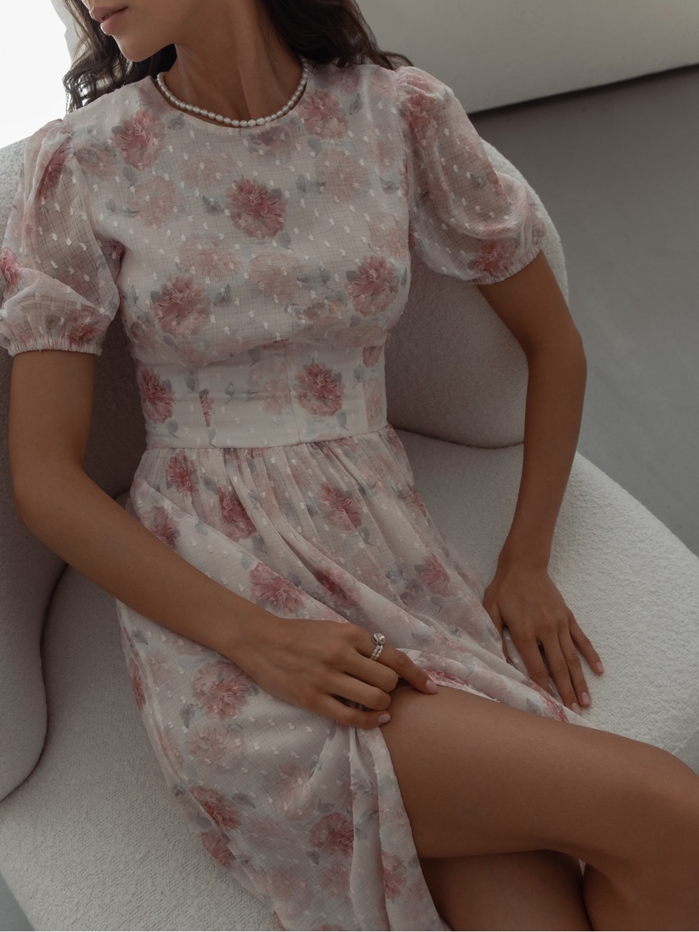 Lichi Midi dress with floral print